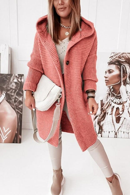 Strickjacke Damen Weich Warm Kapuze