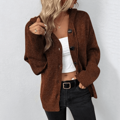 Damen Cardigan Schal Strick Modern Mit Knöpfen