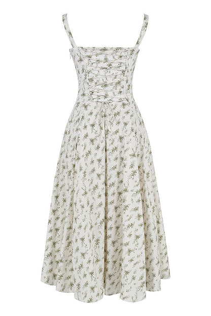 Pastellgrünes Damen-Midikleid Taillenformendes Sommerkleid