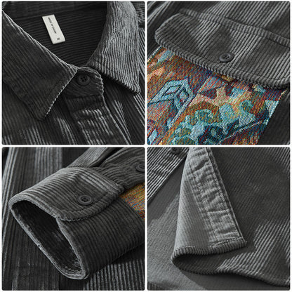 Herren Langarmhemd aus Baumwolle Vintage Stil