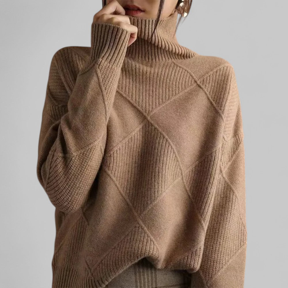 Damen Rollkragenpullover Locker Geschnitten Bequem