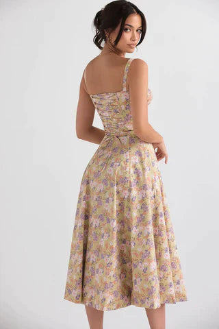 Damen Midikleid Taillenformend Farbenfroh