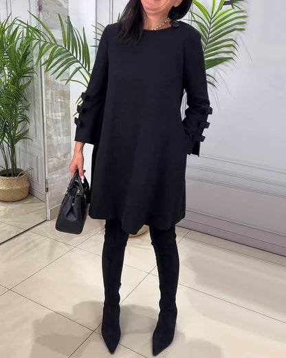 Damen Langärmlig Kleid mit Fransen und Coolem Design - Norvielle