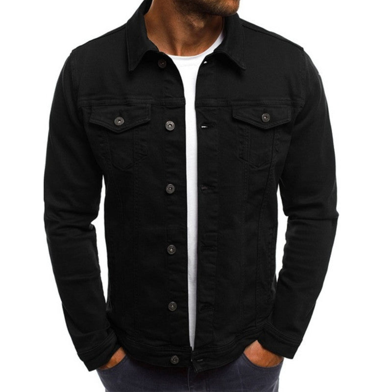 Herren Slim Fit Denimjacke Lässig Jeans Blau