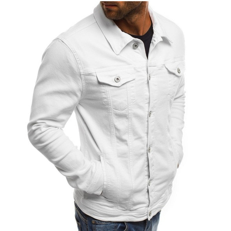 Herren Slim Fit Denimjacke Lässig Jeans Blau