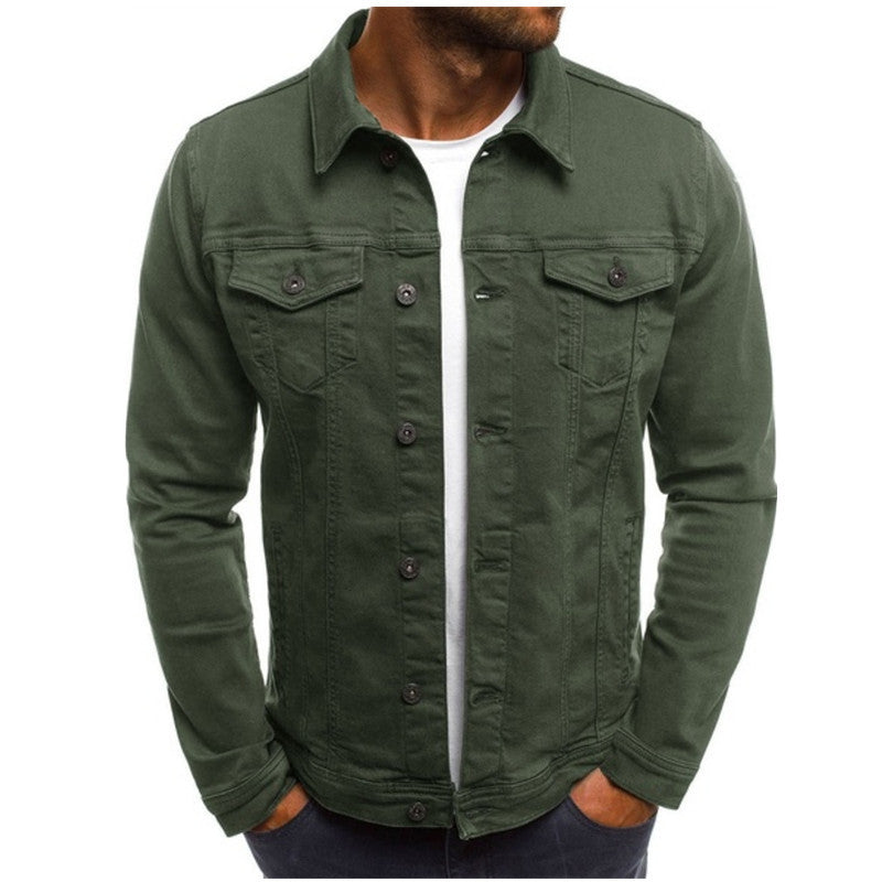 Herren Slim Fit Denimjacke Lässig Jeans Blau
