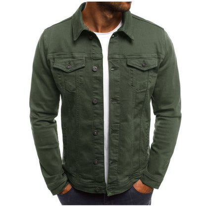 Herren Slim Fit Denimjacke Lässig Jeans Blau