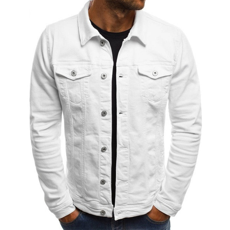 Herren Slim Fit Denimjacke Lässig Jeans Blau