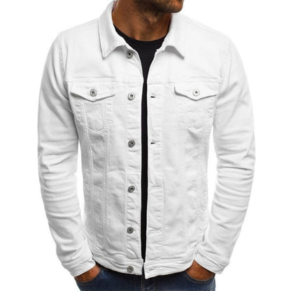 Herren Slim Fit Denimjacke Lässig Jeans Blau
