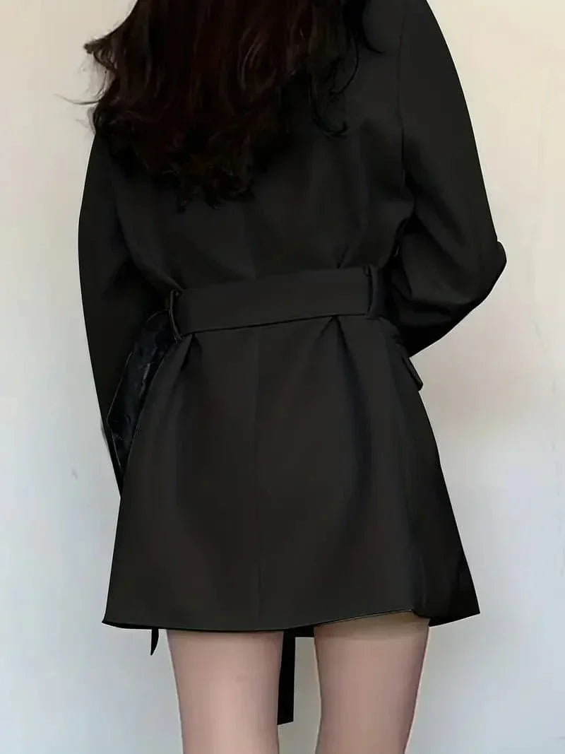 Norvielle Damen Blazer Kleid Taillierte Passform Mini Länge