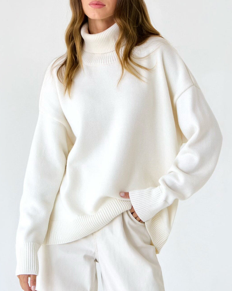 Damen Oversize Pullover Groß Lässig High Neck - Norvielle