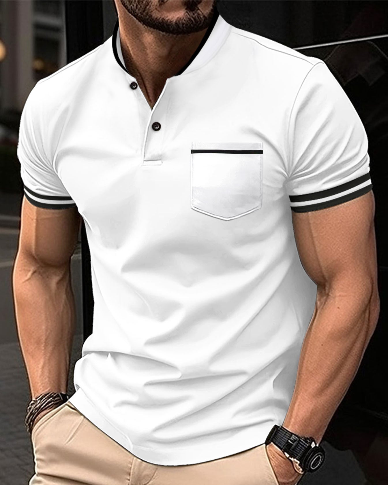Herren Polo Blau Baumwolle Bequem