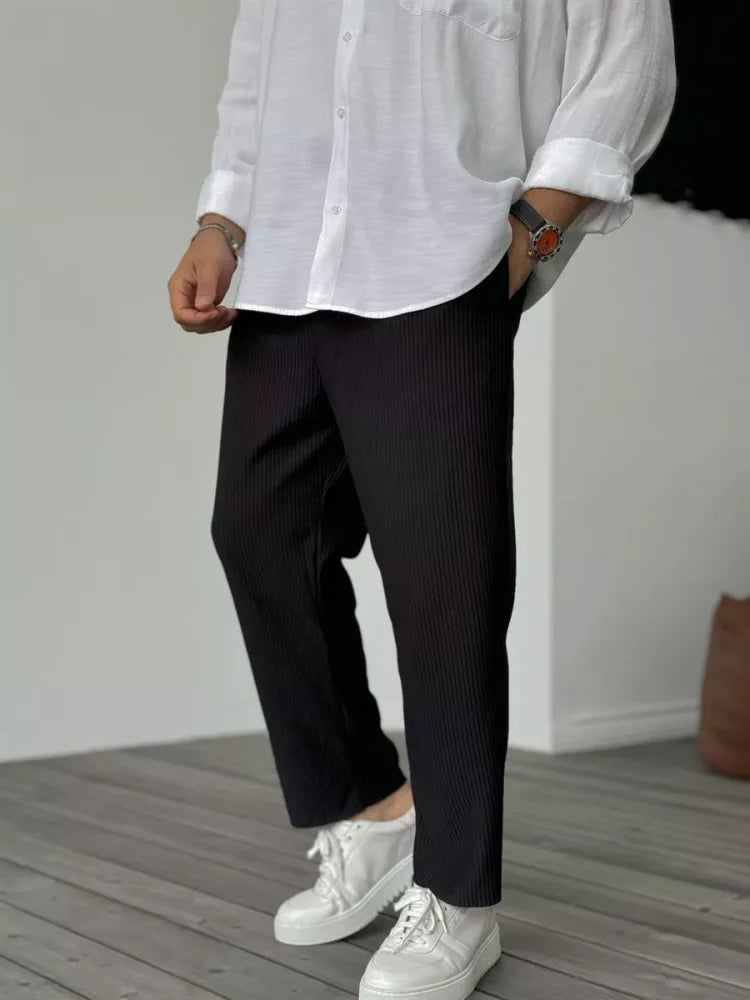Herren Hose Moderne Rippstruktur Stretch