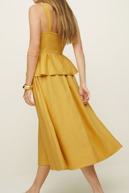 Damen Midikleid mit Peplum Elegant