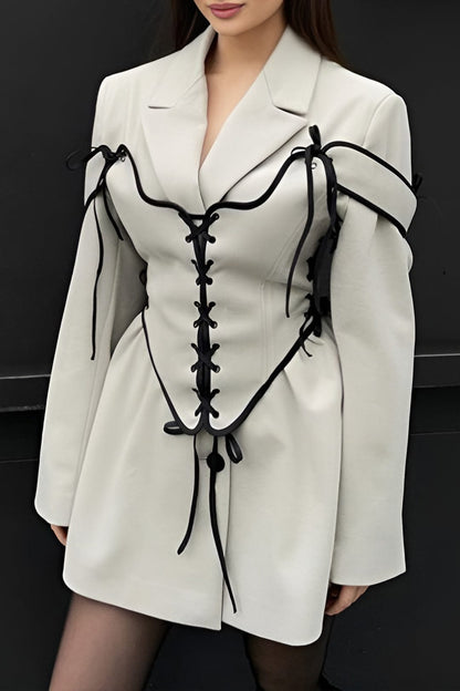 Damen Zweiteiler Set Blazer Korsett mit Schnürung