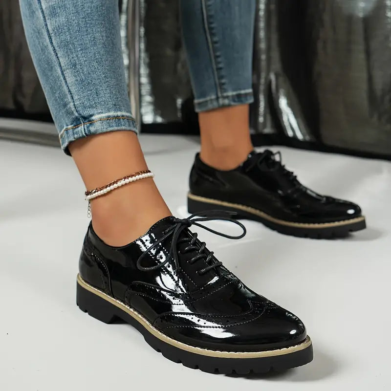 Damen Lederschuhe Hochglanz