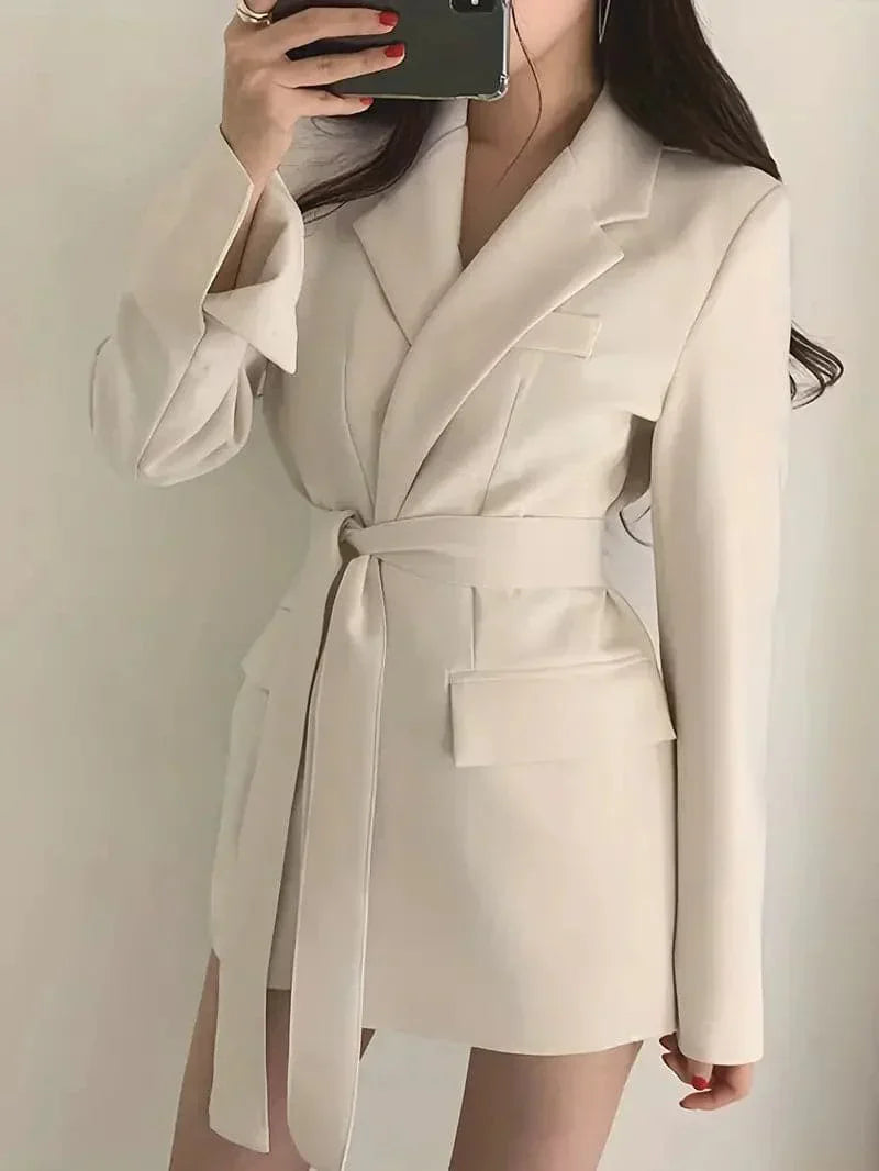 Norvielle Damen Blazer Kleid Taillierte Passform Mini Länge