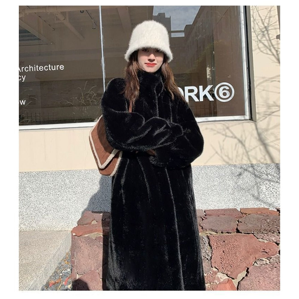 Damen Kunstfelljacke Glamour Winter