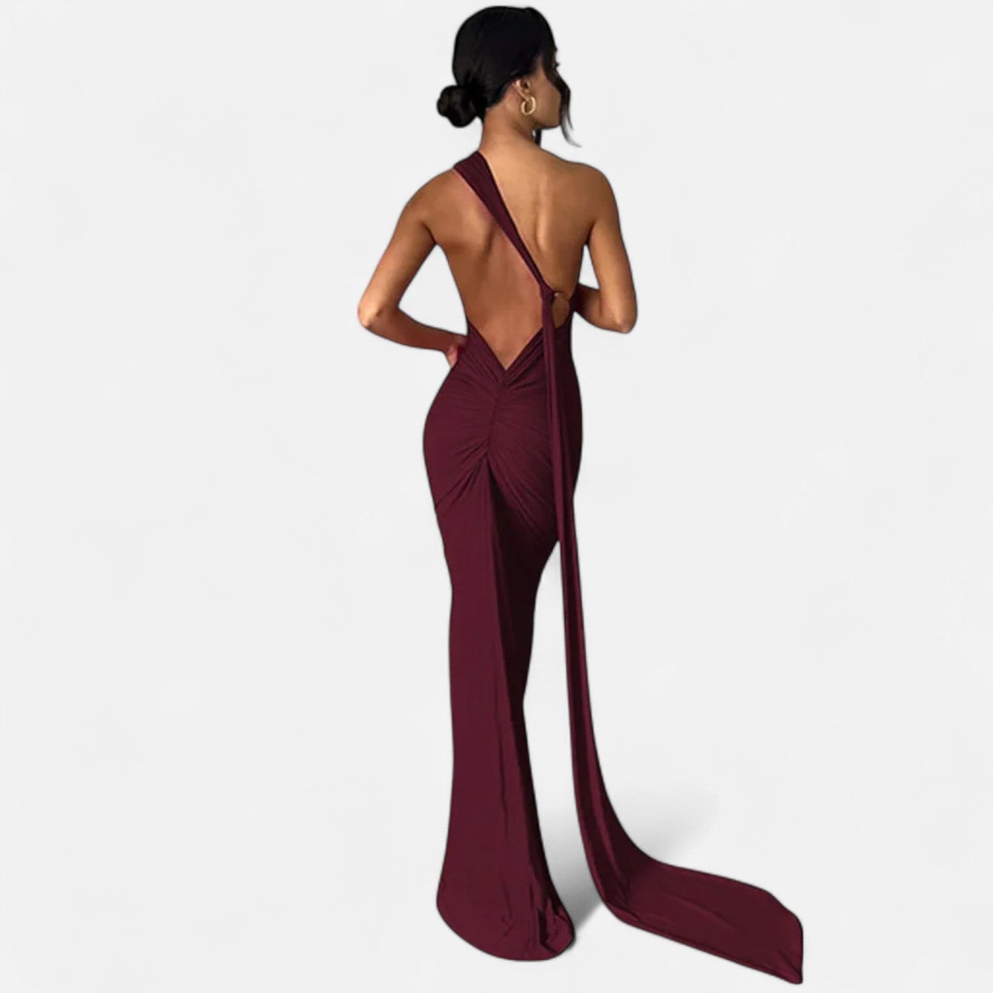 Damen Neckholder Maxikleid Ein Schulter Sommerkleid