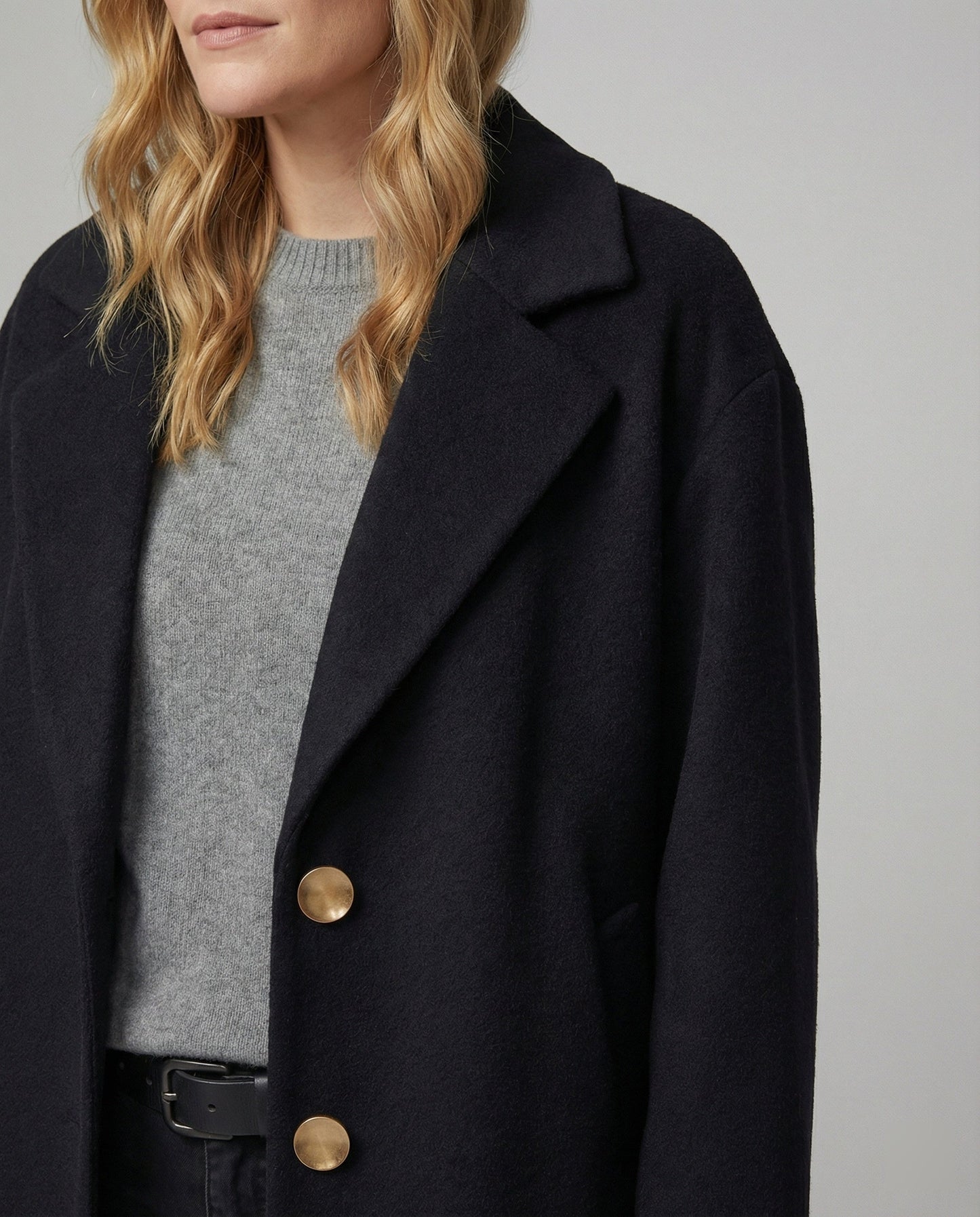 Damen Wollmantel Oversized Elegant mit Knöpfen Winter
