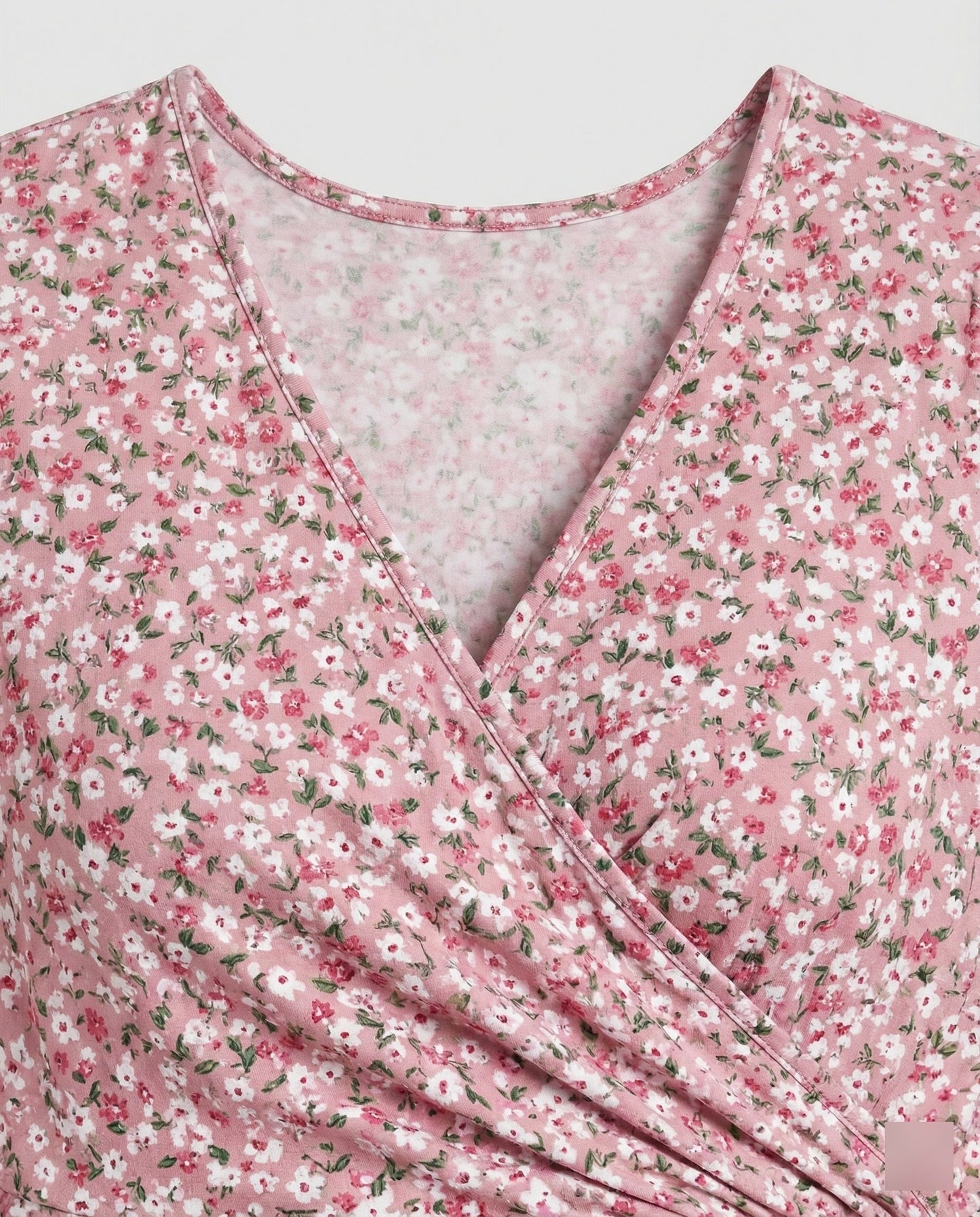 Damen Wickelkleid Kurzärmelig Blumenmuster Sommerkleid