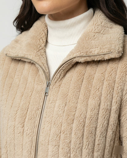 Damen Teddyjacke Stilvoll Mit Kragen Modern