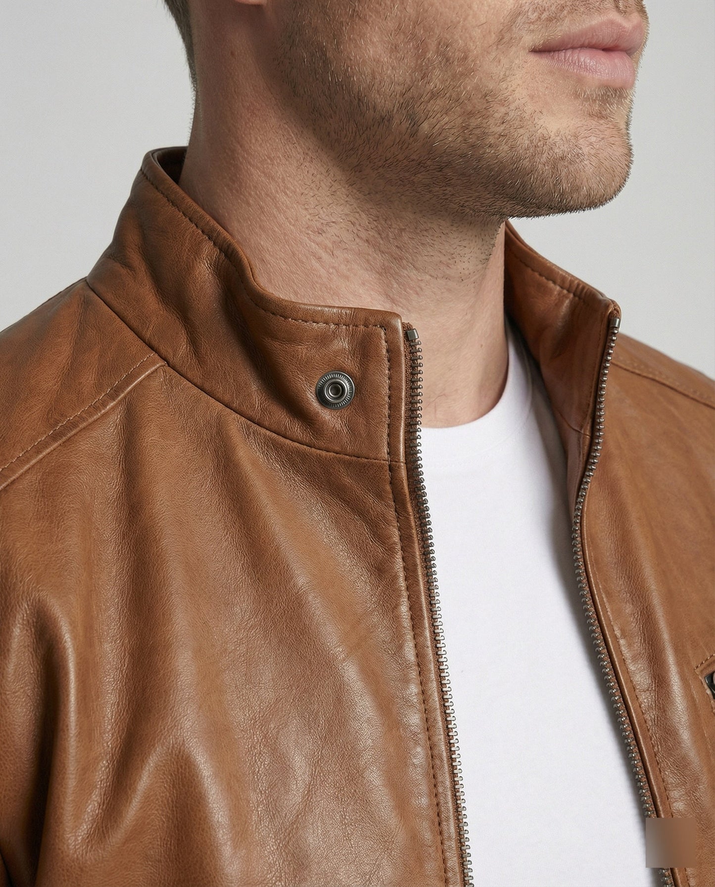 Herren Lederjacke Stehkragen
