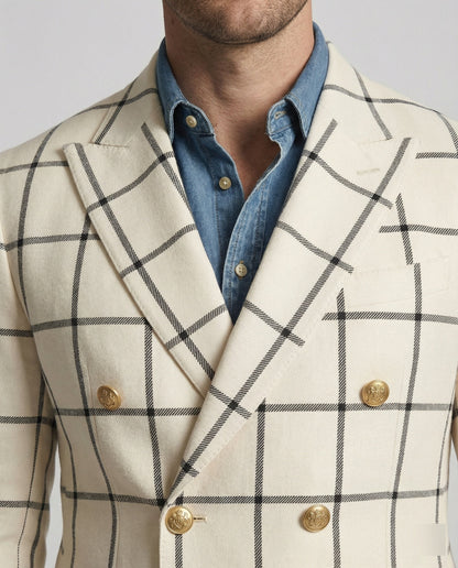 Herren Slim-Fit Blazer Doppelknöpfe Modern