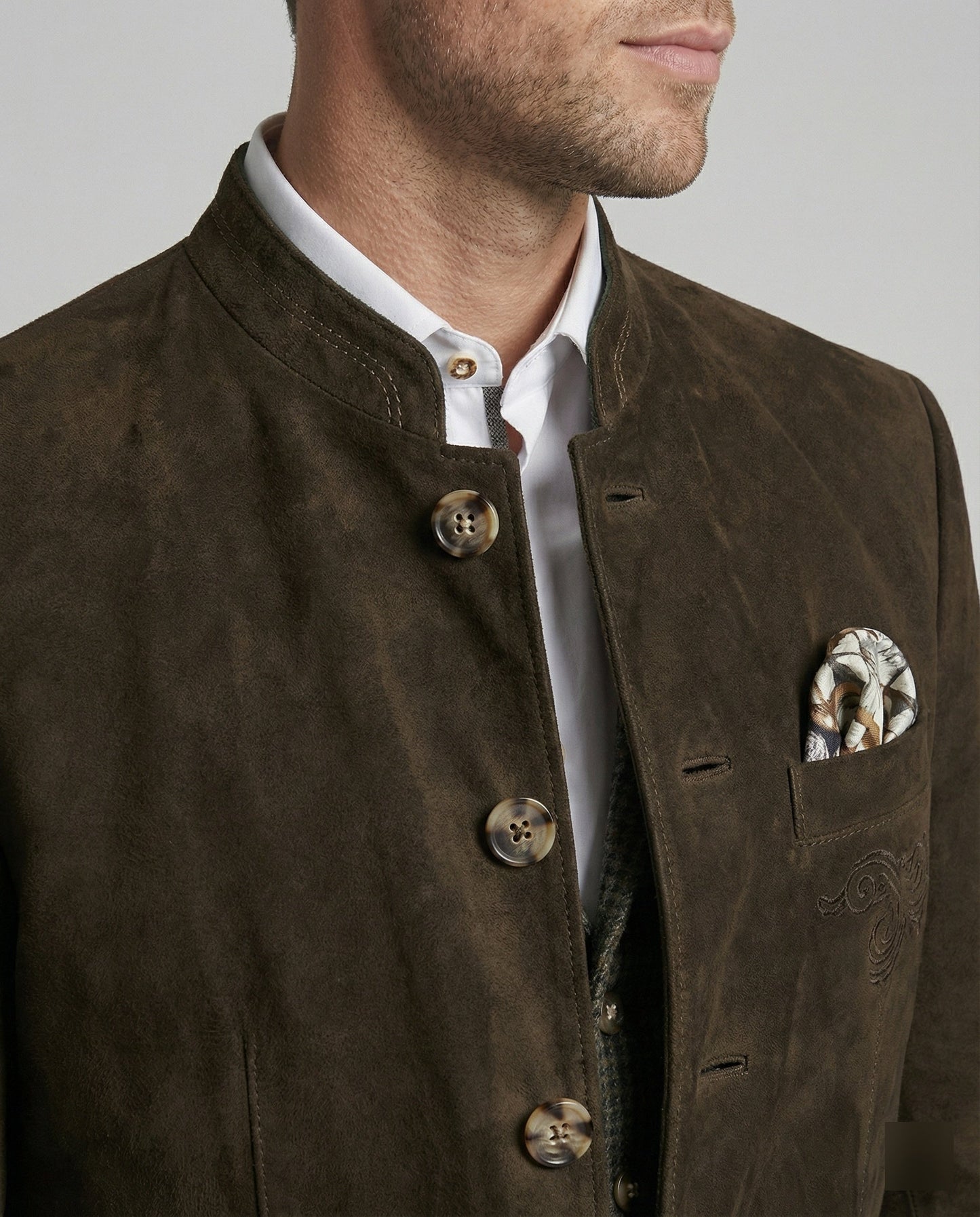 Herren Lederjacke Sueded Optik Metallknöpfe