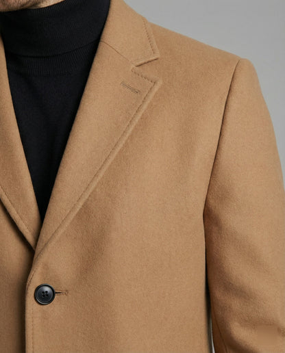 Herren Trenchcoat Lang Wollbezogen Elegant
