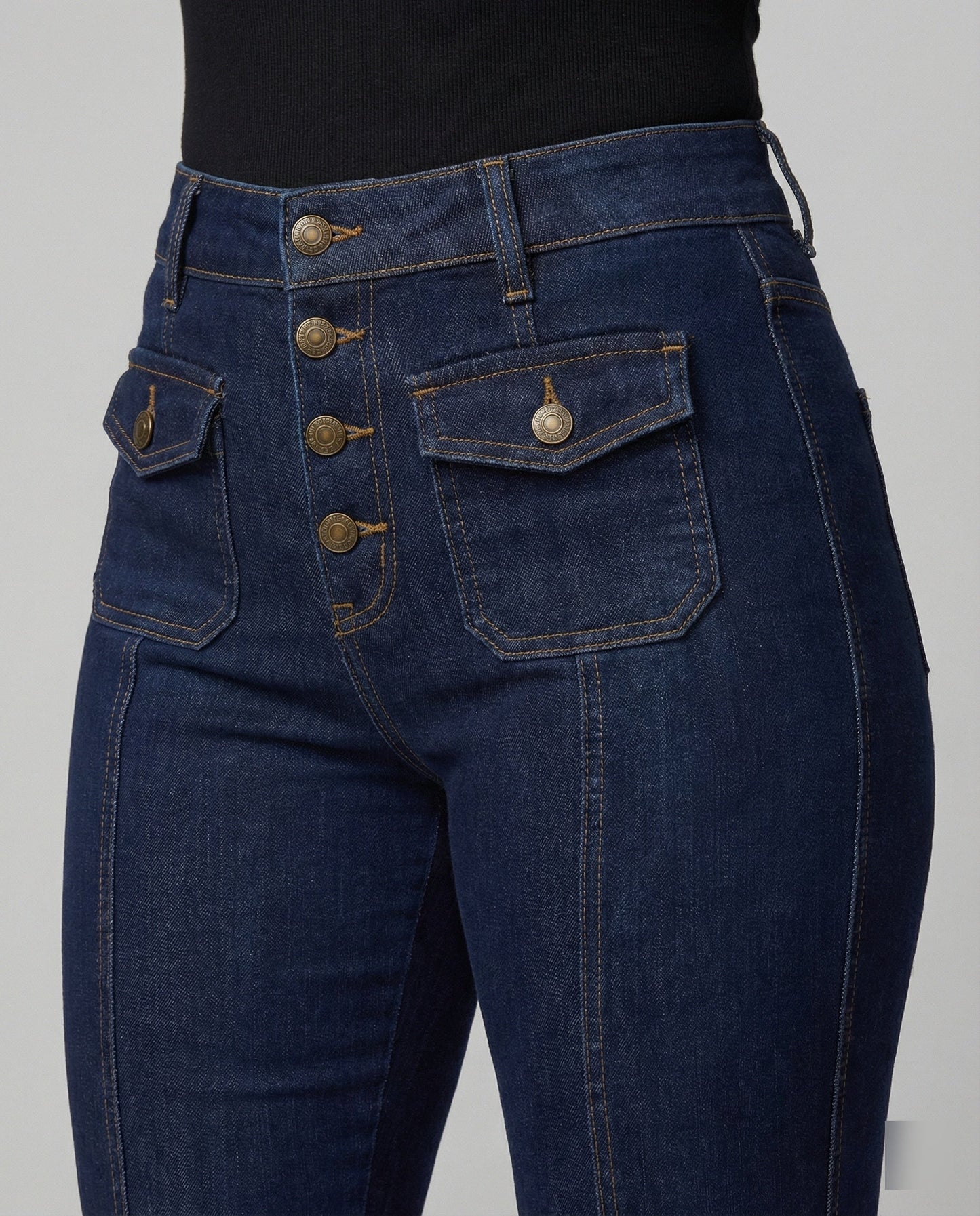 Damen High-Waist Schlagjeans Trendy