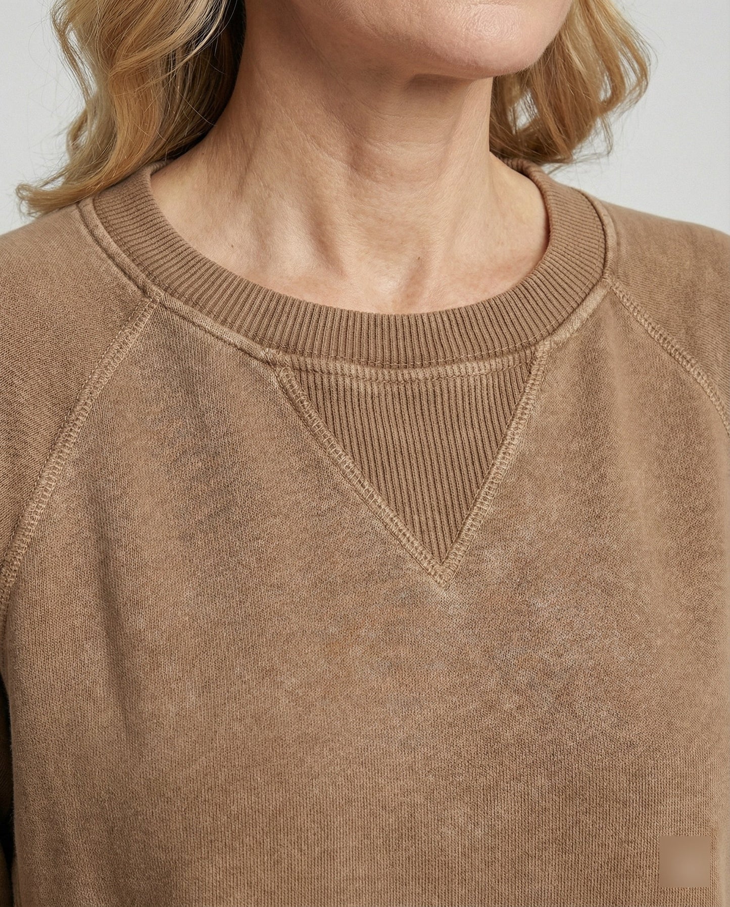 Kaschmir Sweatshirt Damen V-Ausschnitt Bequem Grau