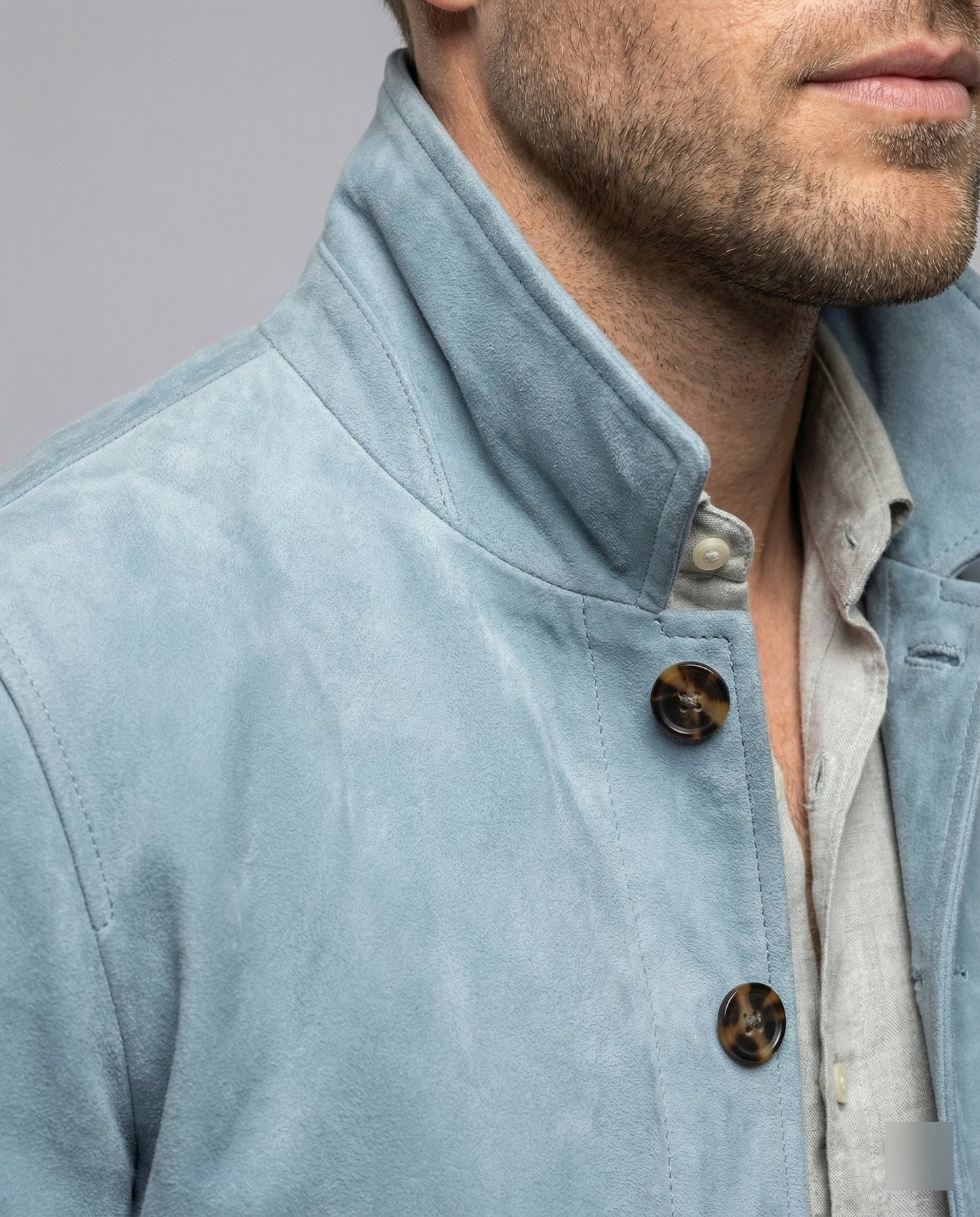 Herren Lederjacke Wildleder Bikerjacke Mit Kragen