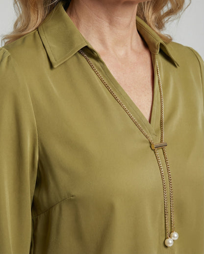 Damenbluse V-Ausschnitt Elegante Seide