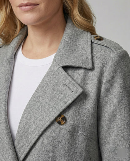 Damen Eleganter Langcoat Überwurf mit Doppelknoten