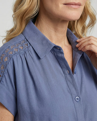 Damen Häkel- Kurzarm Bluse Sommer