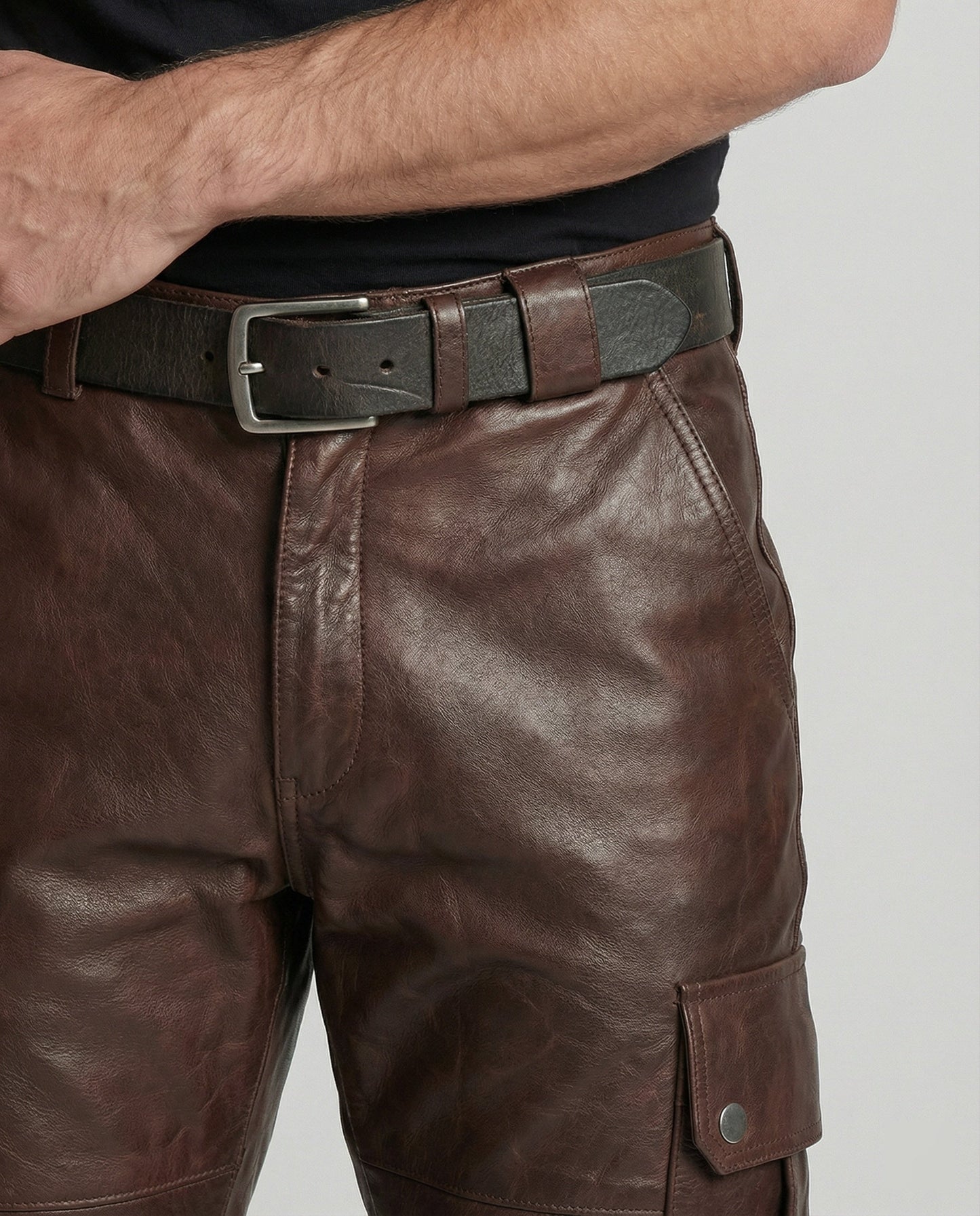 Herren Lederhose Cargo Robust Mit vielen Taschen