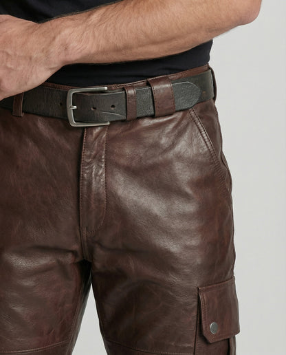 Herren Lederhose Cargo Robust Mit vielen Taschen
