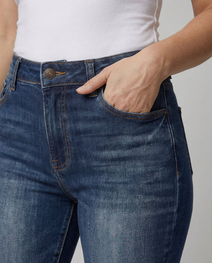 Damen Highwaist Jeans Destroyed Dunkelblau