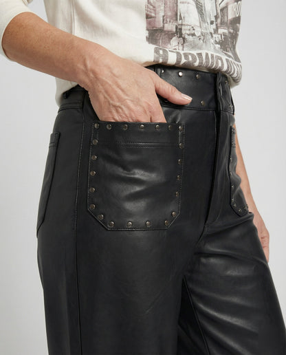 Damen Kunstlederhose Nieten