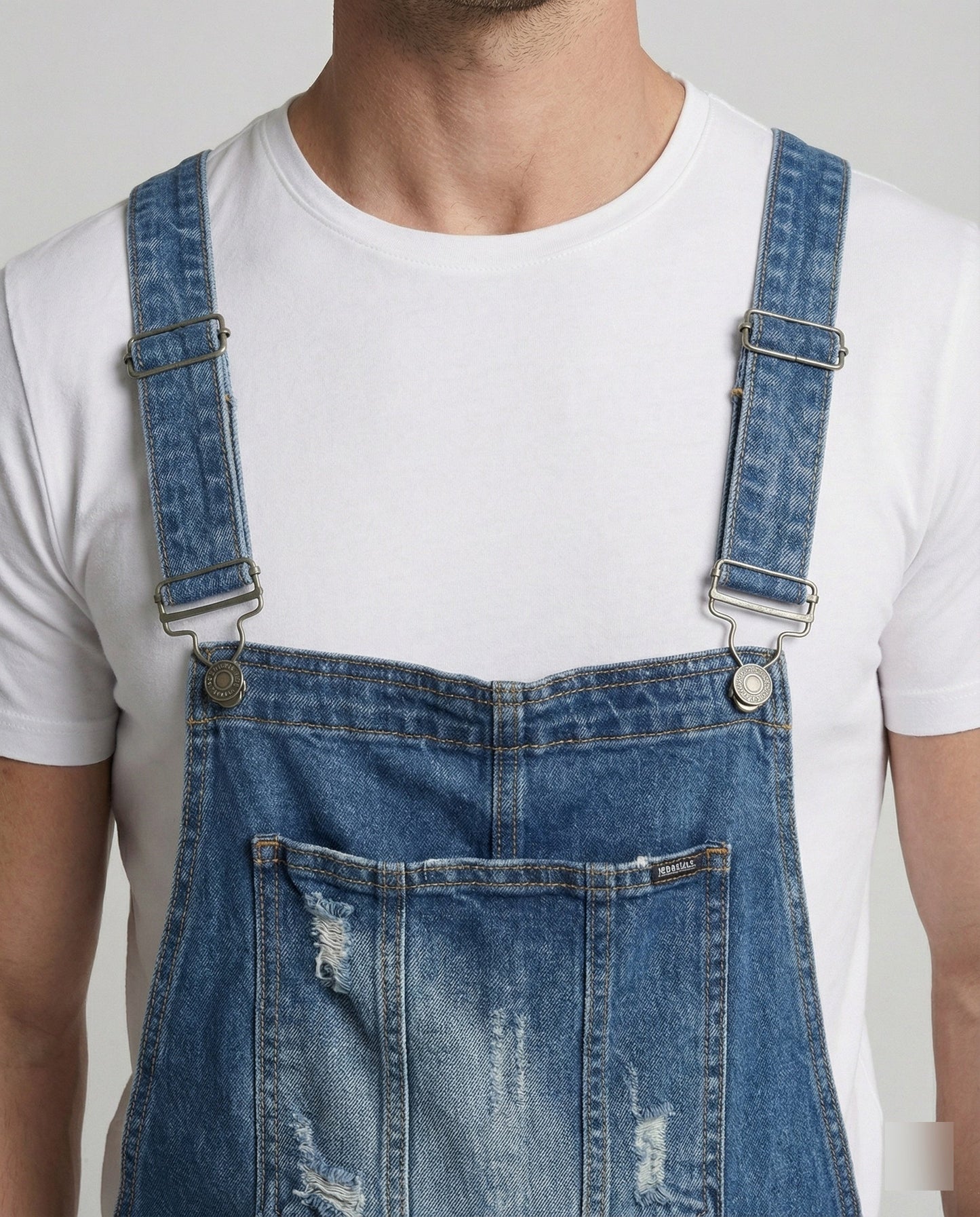 Herren Latzhose Used-Look Abnehmbare Träger Jeans