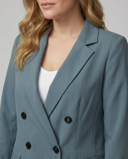 Damen Doppelreihenblazer Modern Kontrastärmel