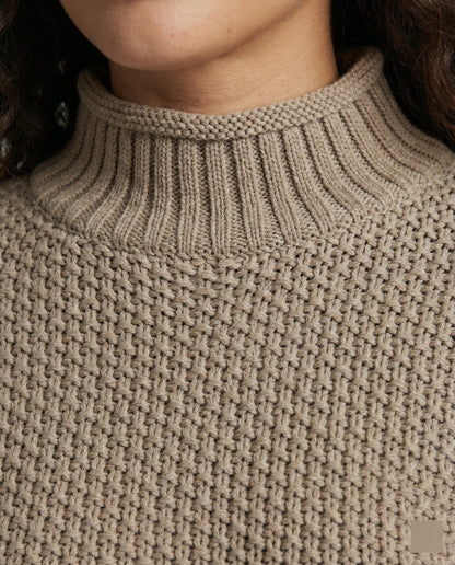 Damen Strickpullover Kuschelig Weite Ärmel Hochkragen