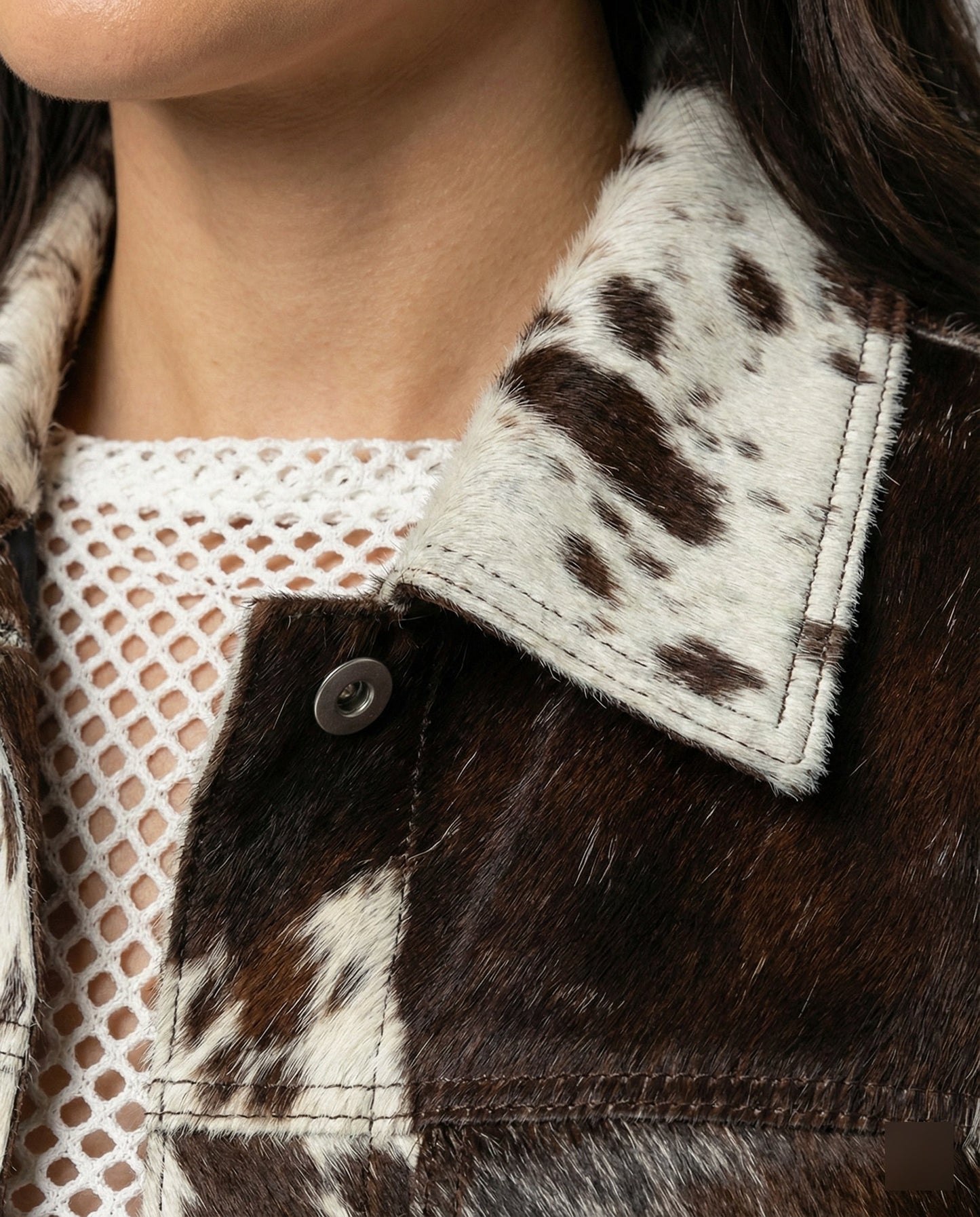 Damen Lederjacke Wildleder Tierprint