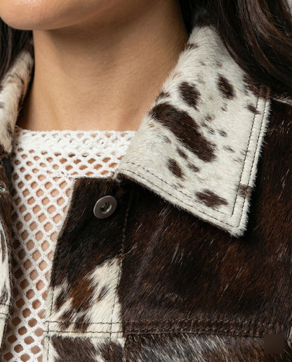 Damen Lederjacke Wildleder Tierprint