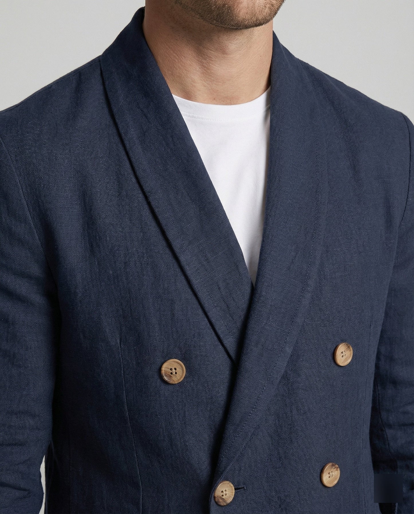 Herren Leinenjacke Leicht Doppelknopf Sommerjacke