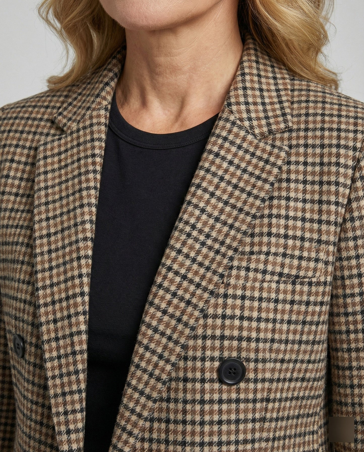 Damen Blazer Kariert Doppelknopf