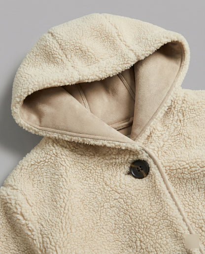Teddy-Mantel Damen Oversized Mittellang Kapuze - Norvielle