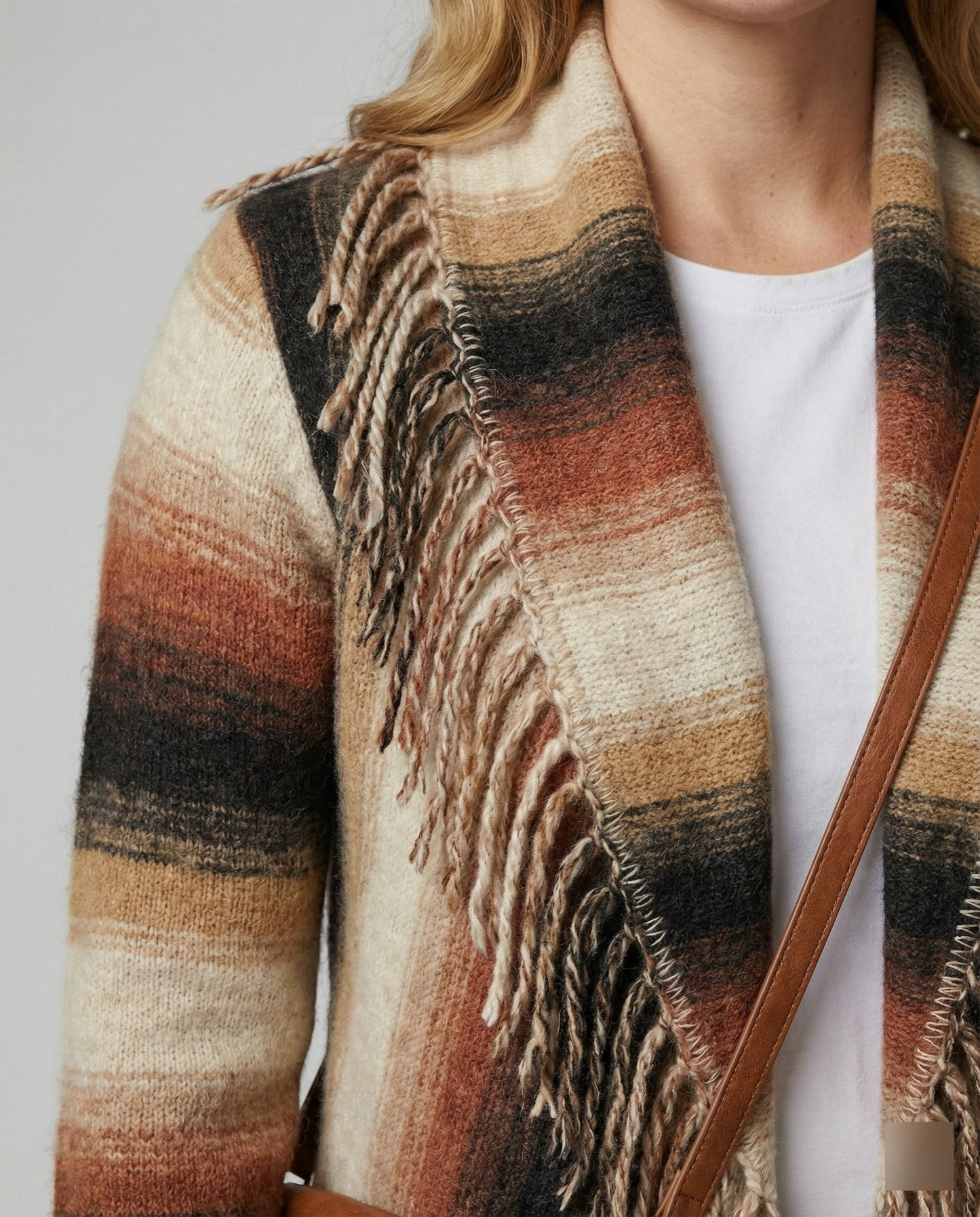 Damen Poncho Weste Streifen Modisch