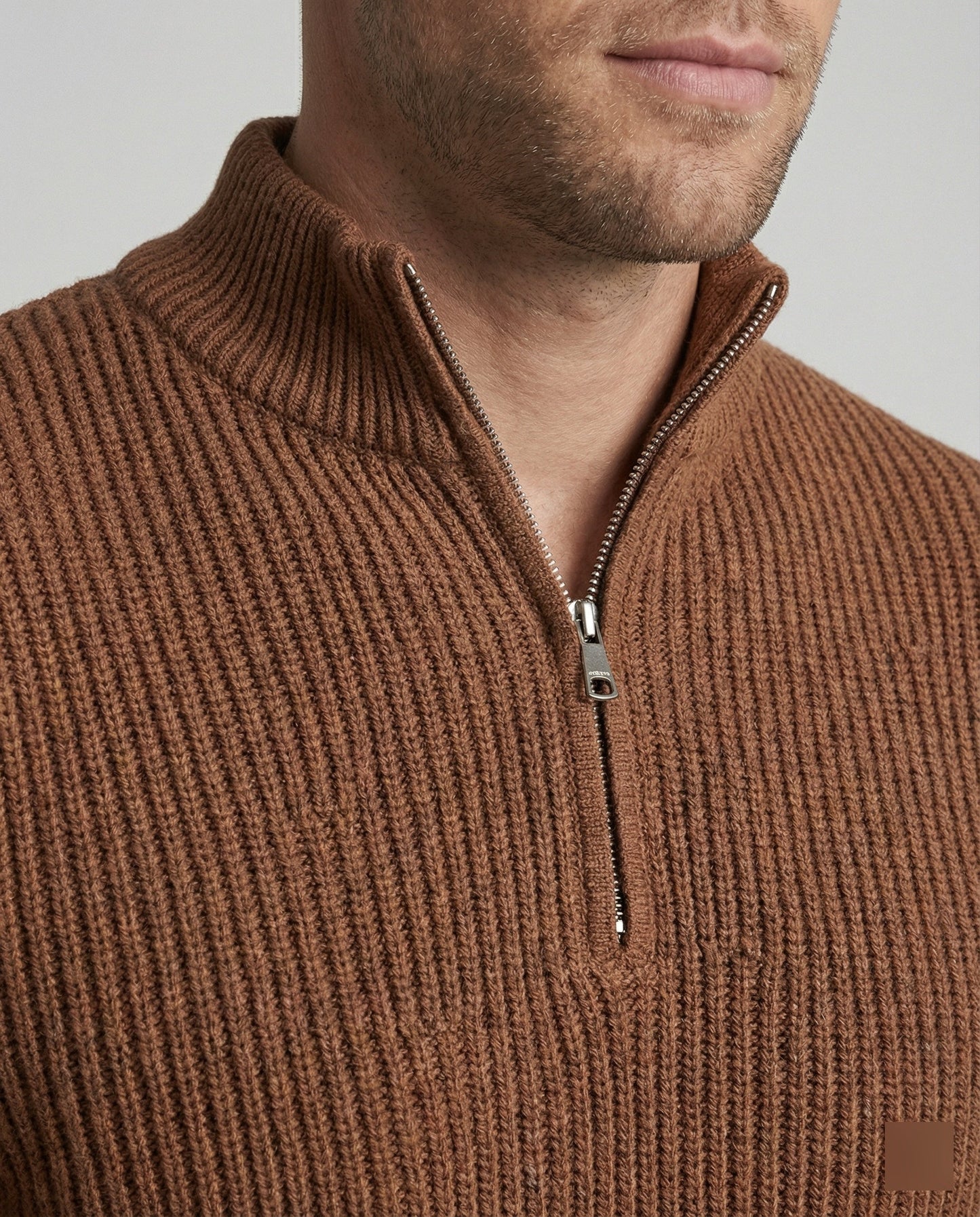 Herren Strickpullover Gestreift Mit Halbreißverschluss